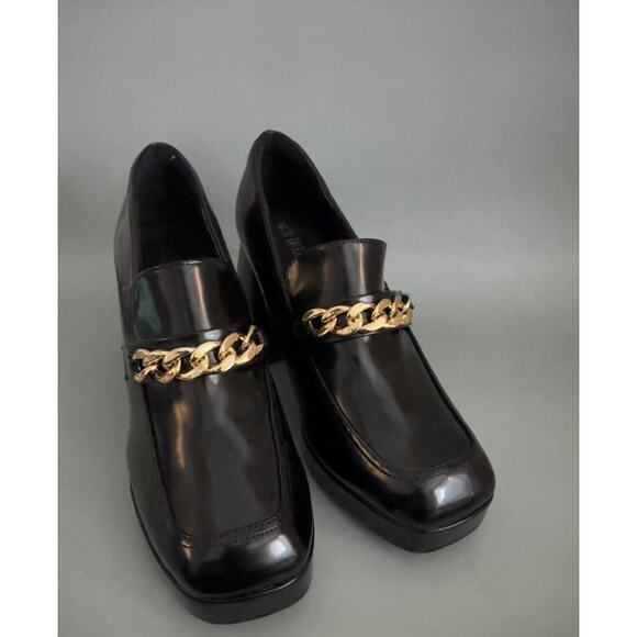Dream Pairs Loafer Platform Heel Patent Black Gold Chain Dark Academia Women 10 - Picture 3 of 8